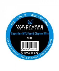 VANDYVAPE NI80 SUPERFINE MTL FUSED CLAPTON 30GA*2(=)+38GA SPOOL - فاندي فيب بكره سلك سوبر فاين ام تي ال