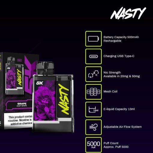 Discount Bundle Nasty 5k Crystal Recharge 5000 Puff Disposable 3 Pods 50mg - باقه خصم ناستي ديسبوزابل ٥٠٠٠ سحبه