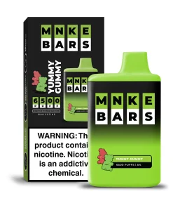 MNKE BARS 20MG DISPOSABLE PODS featuring a 500mAh rechargeable battery, 16mL of pre-filled 50mg e-liquid, and longevity up to 6500 puffs. ام ان كيه ايه بارز ديسبوزابل ٦٥٠٠ سحبه